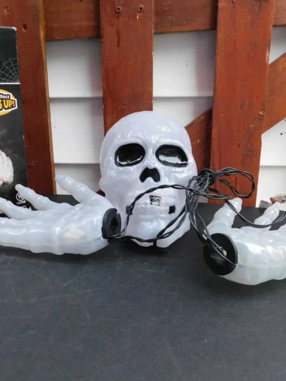 Halloween Ground Breaker Yard Prop with Hands Skull Light Up Decor